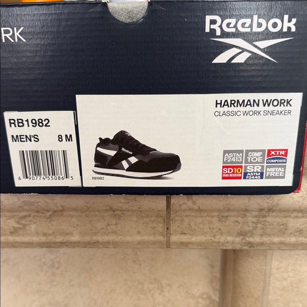 Reebok Men's Black and White Harman Work Sneakers